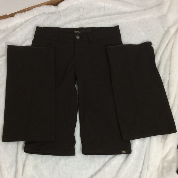 Prana Dark Brown Convertible Pants Shorts Sz 4 EUC - Picture 4 of 7